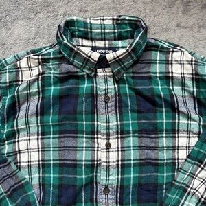 Men’s Lands End Plaid Long Sleeve Flannel Shirt Traditional Fit Layering Thick